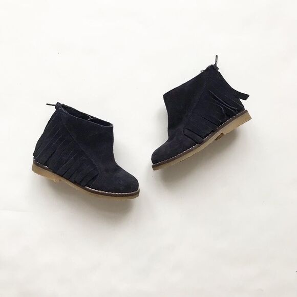 Zara navy blue fringe ankle boots EUC size 20(5) - Picture 1 of 6